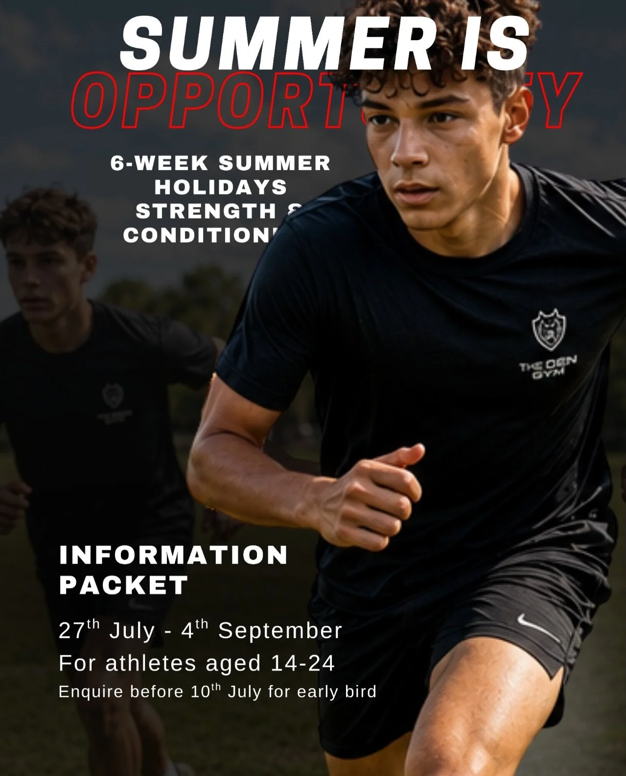 SUMMER IS OPPORTUNITY.

Our 6-week Summer Strength &amp; Conditioning Programme is now open for athletes aged 14&ndash;24.

This is for young athletes who want to use the summer holidays properly: to get stronger, faster, more confident and better pr