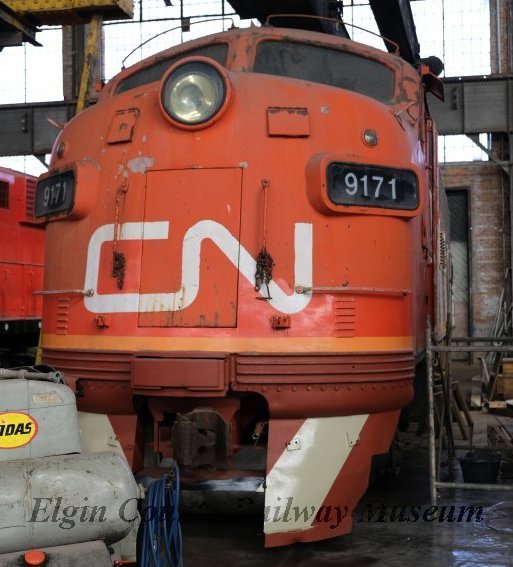 CN F3A Diesel Locomotive 9171 on display at the Elgin County Railway Museum