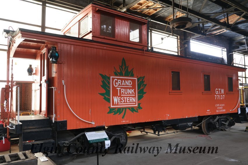 Grand Trunk Western Caboose 77137 on display at the Elgin County Railway Museum
