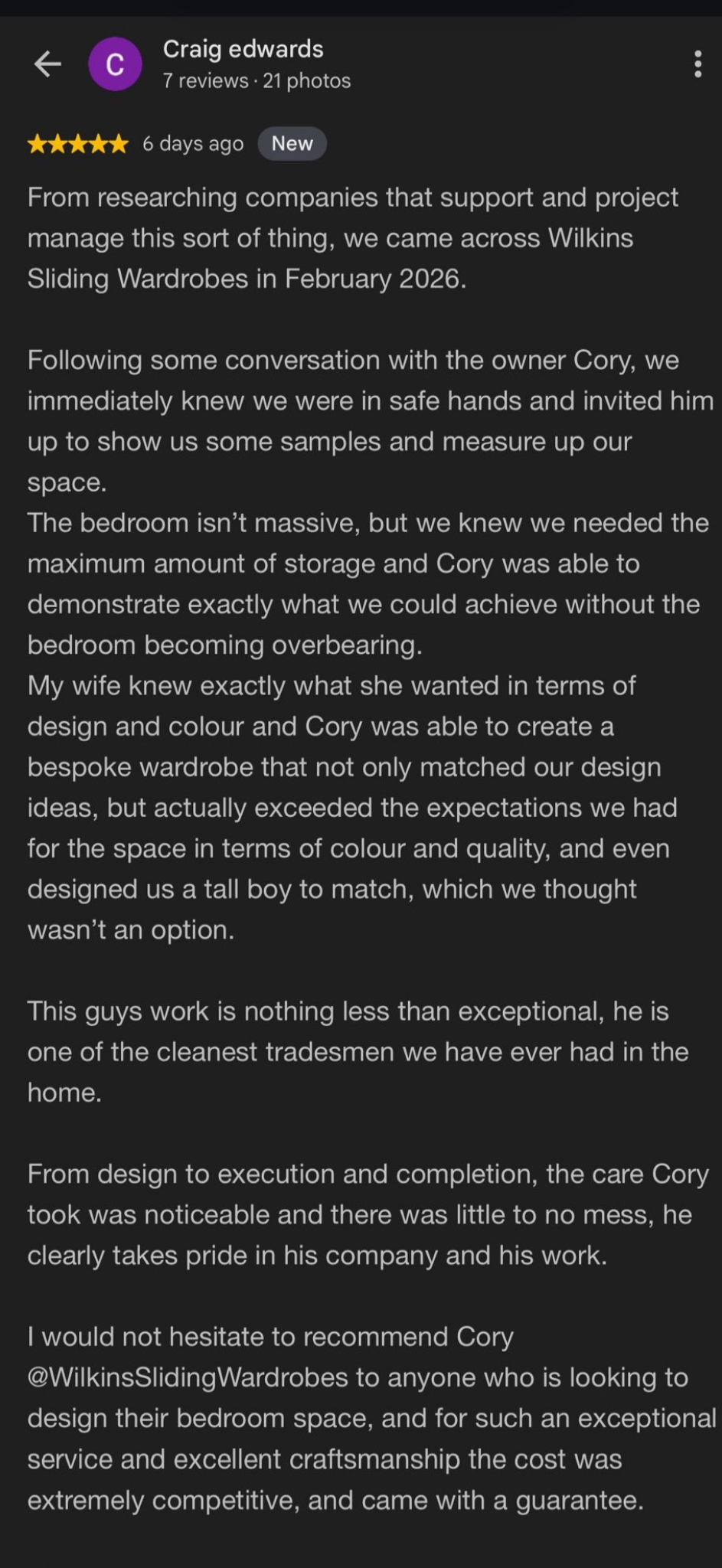 Why Customers Choose Wilkins Wardrobes - In Their Own Words