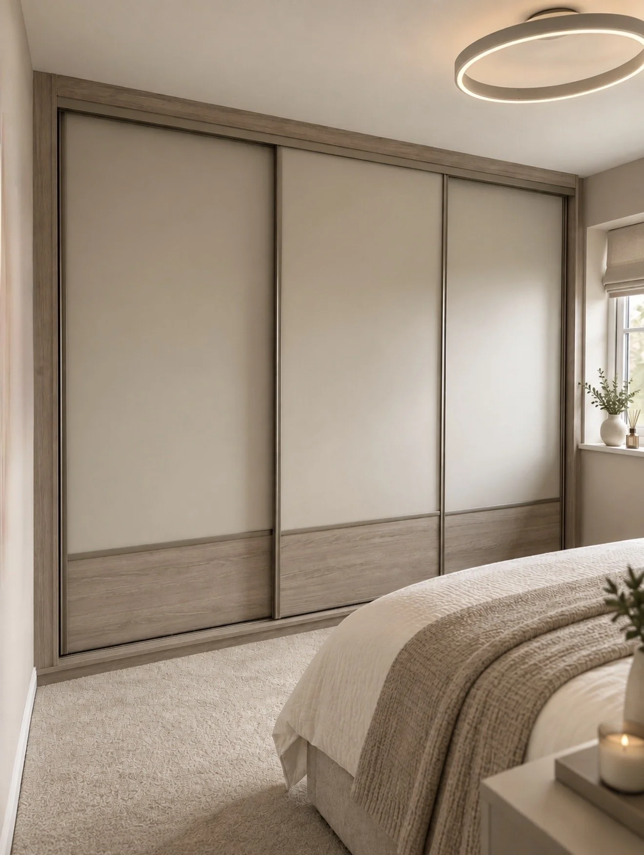 Made-to-measure coloured glass sliding wardrobe doors