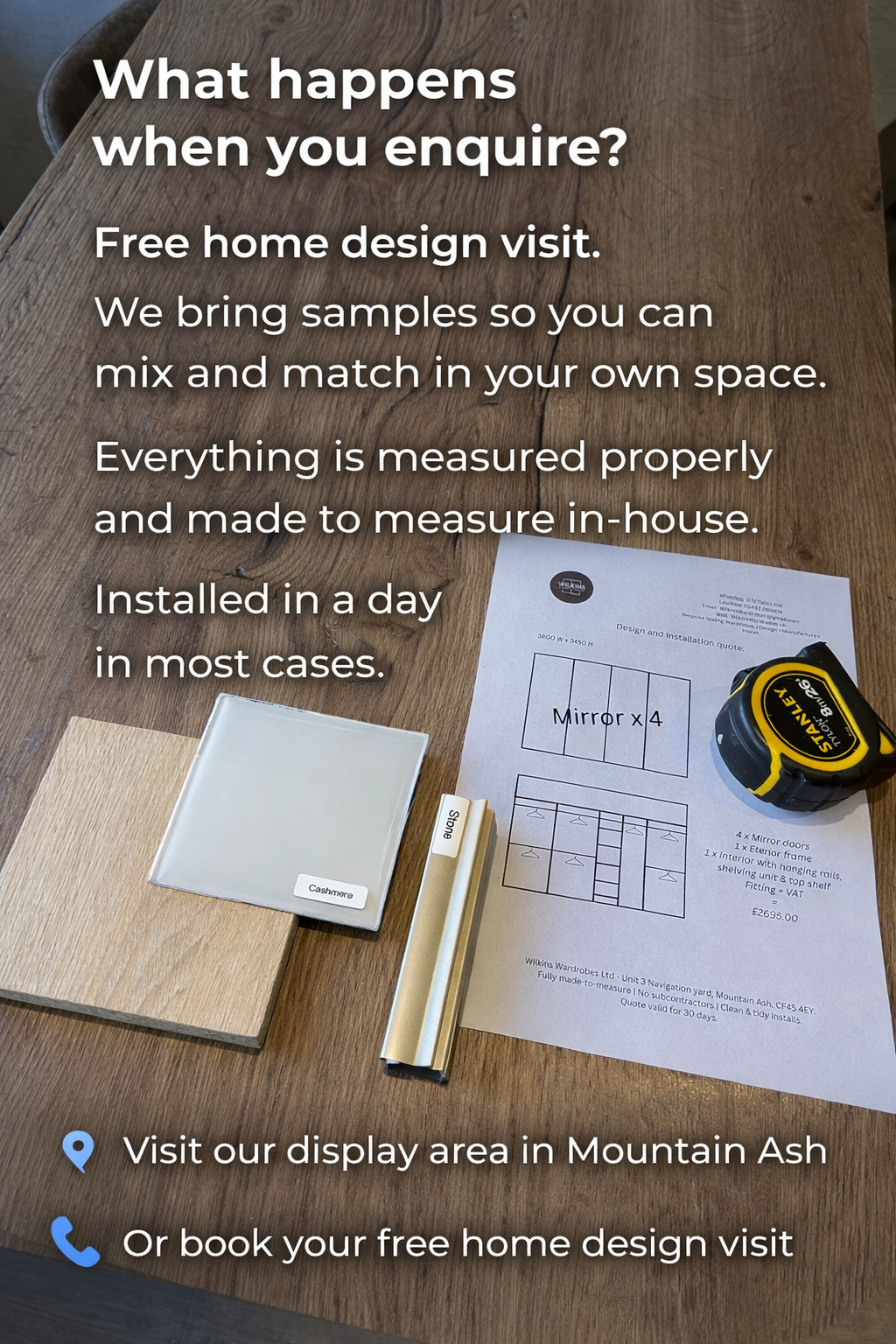 Free home design visit for made to measure sliding wardrobes in South Wales