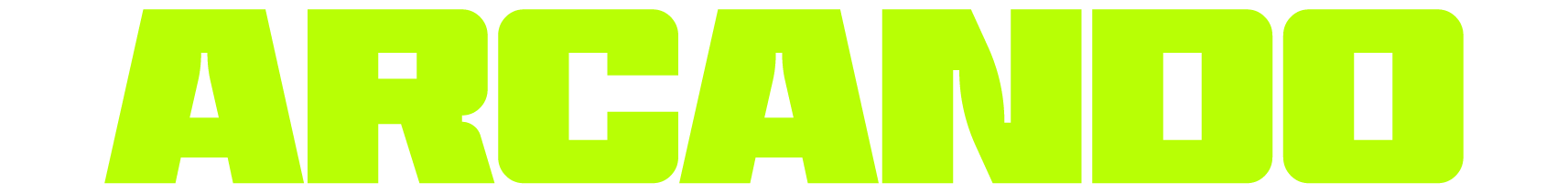 Bold lime green text on black background spelling 'ARCADIO'.