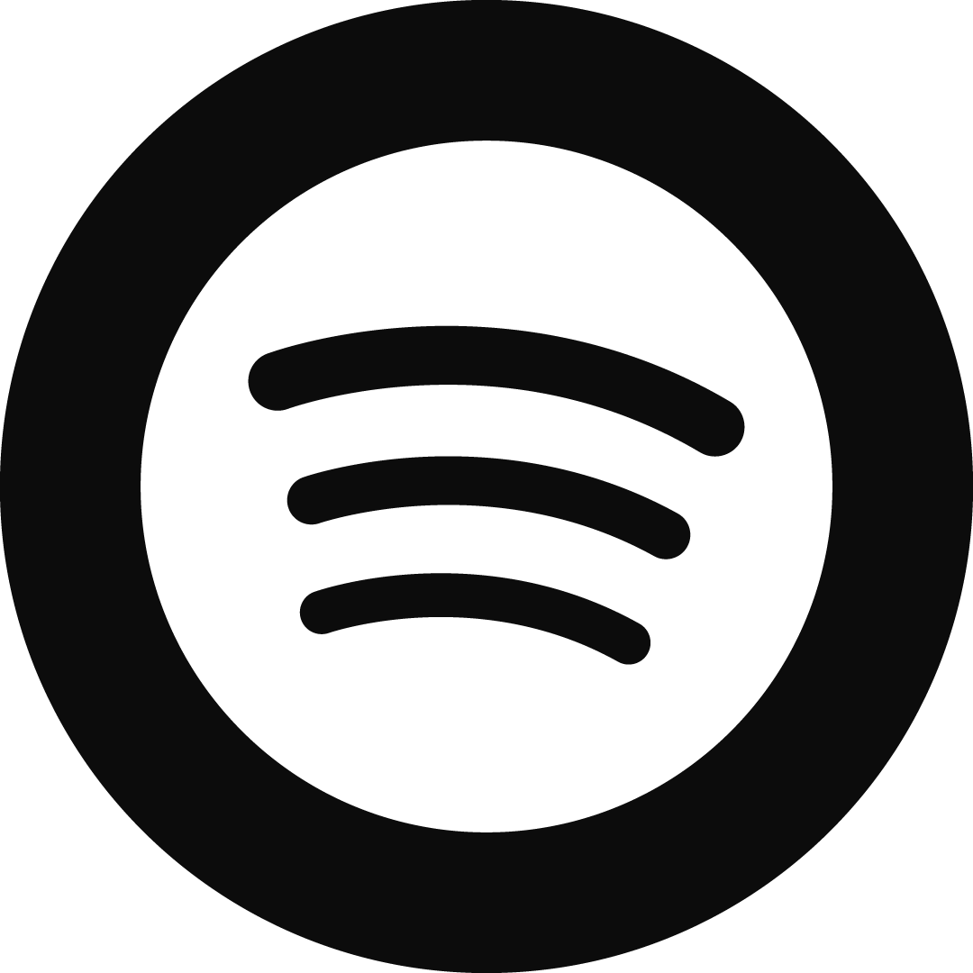 Black background with large social media icon and logo in the center.