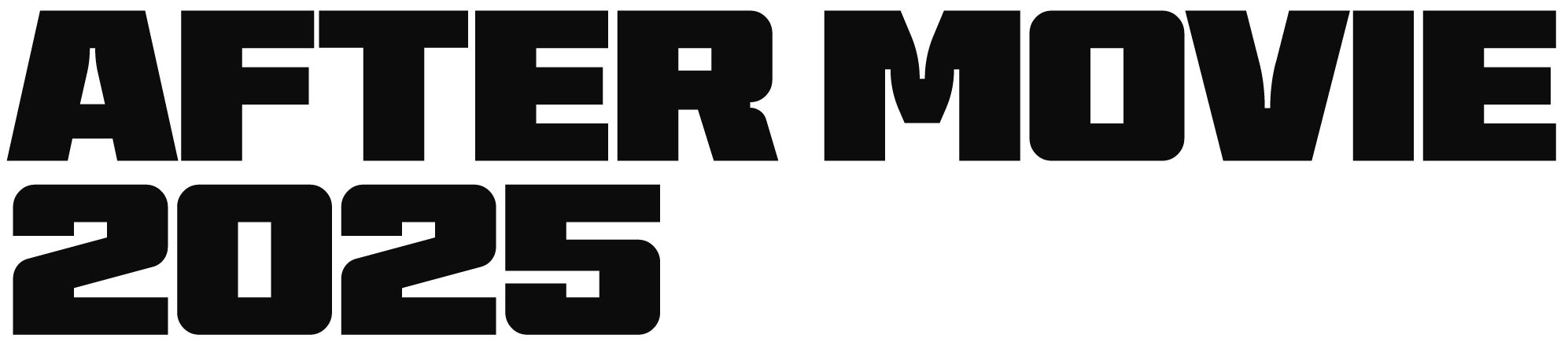 Text reading 'AFTER MOVIE 2025' in large, bold black letters on a white background.