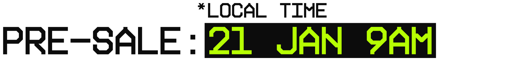 Digital display showing pre-sale date as January 21 at 9 AM.