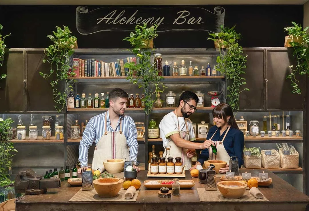Two guests enjoy a nutrition and wellness session at the Alchemy Bar, Six Sernses Hotel in the Douro Valley, Portugal.