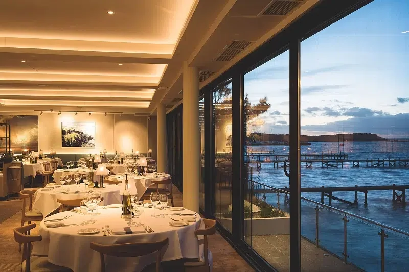 View fro, inside Rick Stein Sandbanks, looking towards Poole Harbour
