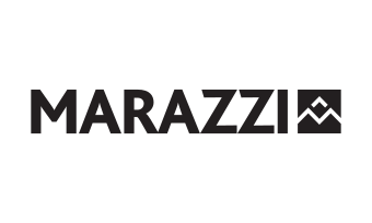 Logo van Marazzi met de tekst 'Marazzi' en een grafisch element met twee golvende lijnen.