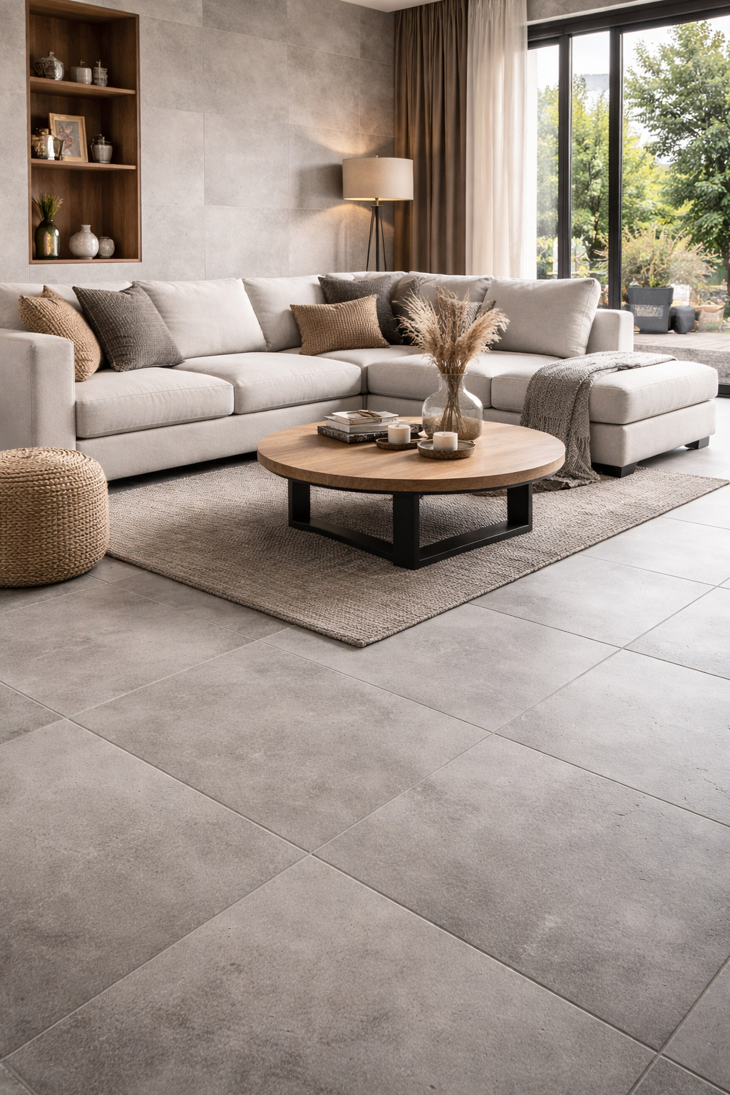 Betegelde vloer grijs