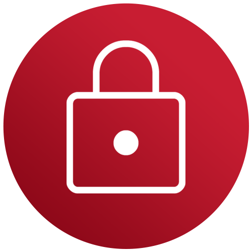 Lock icon on a red background representing security or privacy.