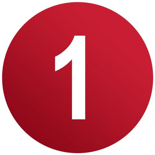 Red square with a white number 1 in the center.