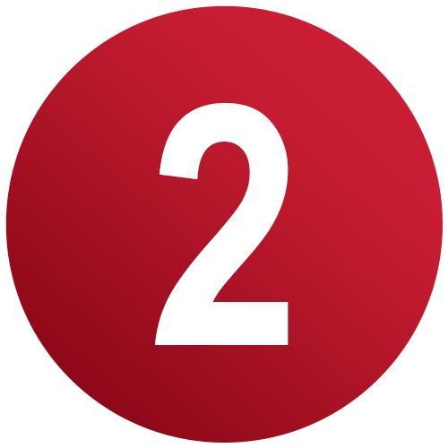 Red background with a large white number two in the center.