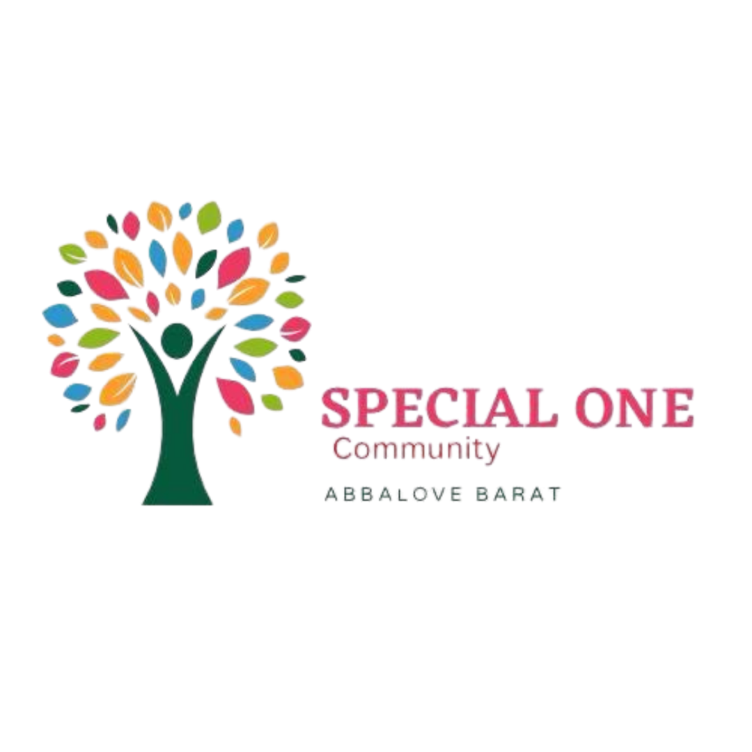 Colorful tree with multicolored leaves, with text reading "Special One Community Art & Craft".