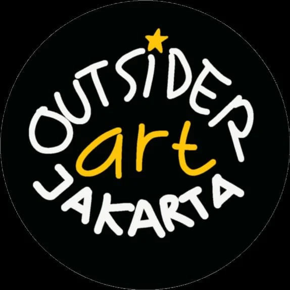 A circular logo with the words "Outside Deeper Jakarta" written around the edge, surrounding the word "art" in the center with a small yellow star above the letter "i" in "outside."