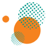 Multiple overlapping circles in teal and orange with dotted patterns on a black background