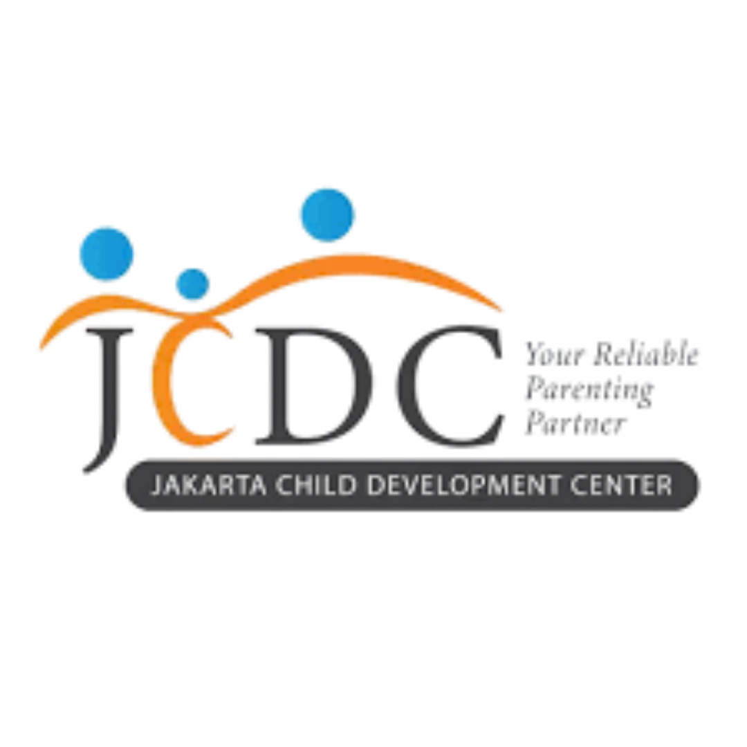 Logo for the Jackson County Development Center (JCDC) with the tagline "Your Reliable Parenting Partner" and a stylized design of three orange arcs and three blue circles.