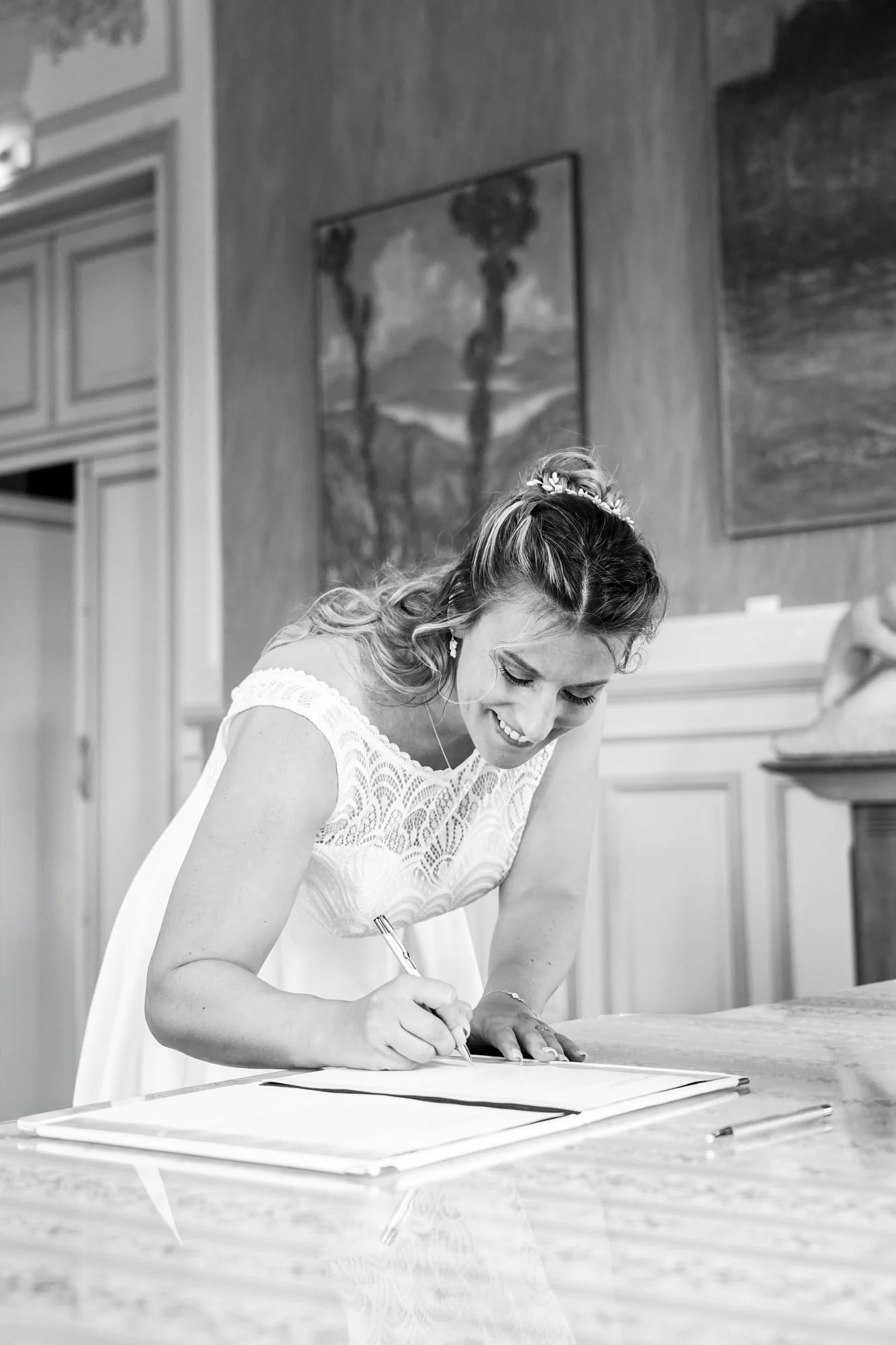 Signature mairie de la mariée en noir et blanc.