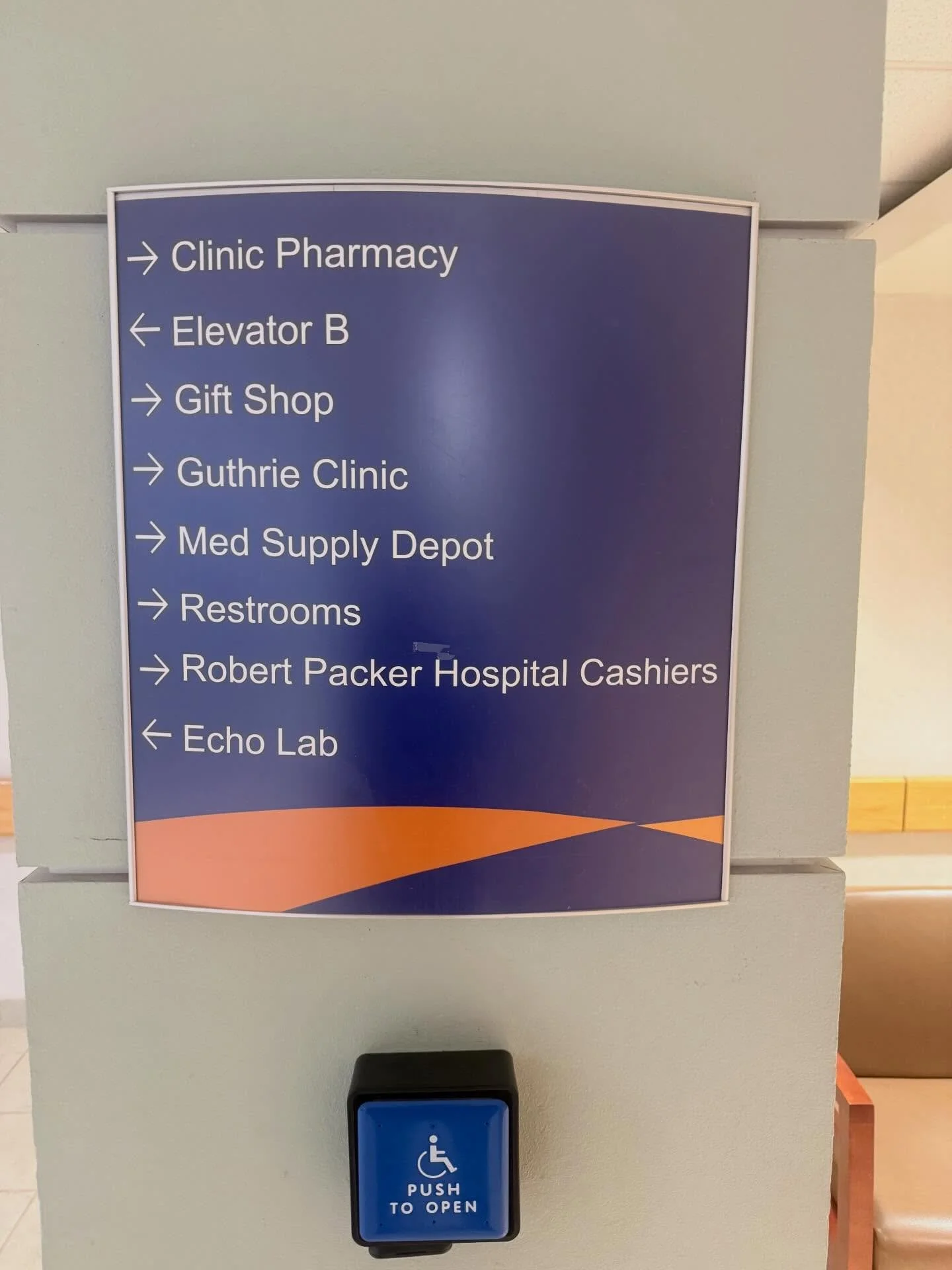 New way finding signage installed for the Echo Lab and Palliative care in the Guthrie and Robert Packer Hospital.  Come check us out for all your signage needs.