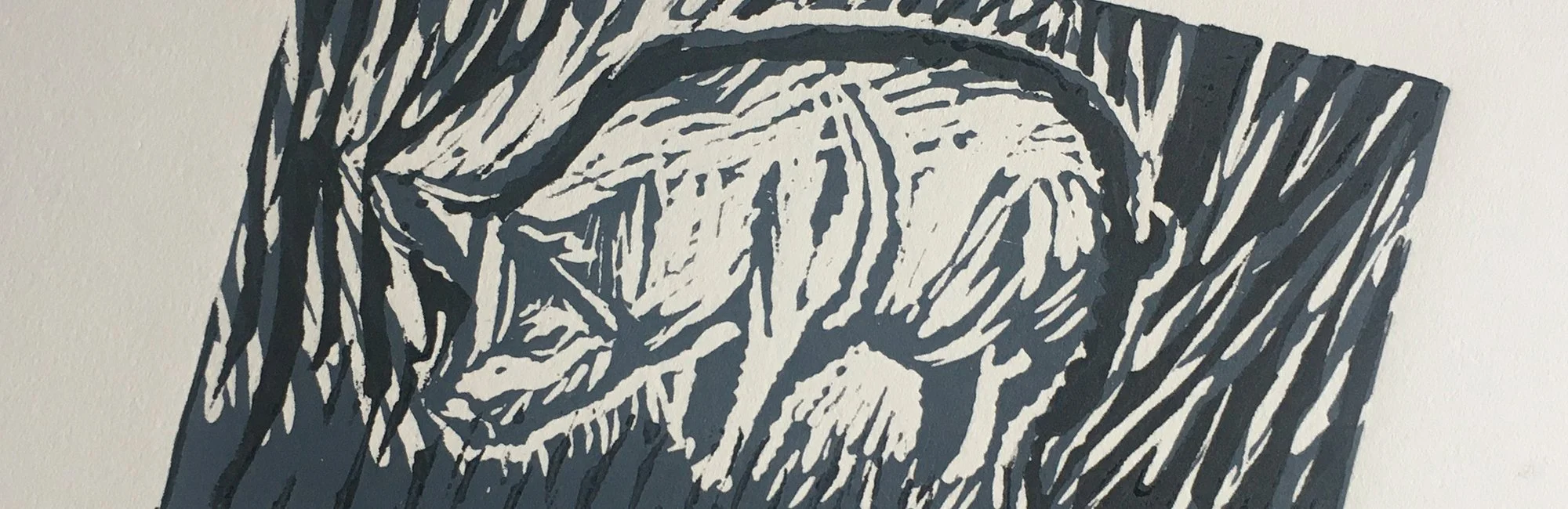 Ręcznie wykonany linoryt świni — Dzika natura i symboliczna sztuka -- Handmade Pig Linocut Print — Wild Nature & Symbolic Art