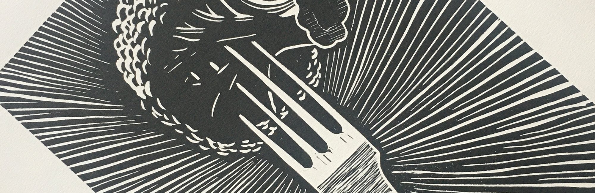 Ręcznie wykonany linoryt — Mistyczny brokuł i symboliczna czarno-biała sztuka -- 
Handmade Linocut Print — Mystical broccoli & Symbolic Black and White Art