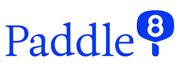 Paddle 8 logo with blue text and a stylized paddle icon