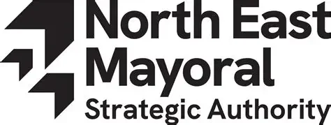 Logo of North East Mayoral Strategic Authority in black and white.