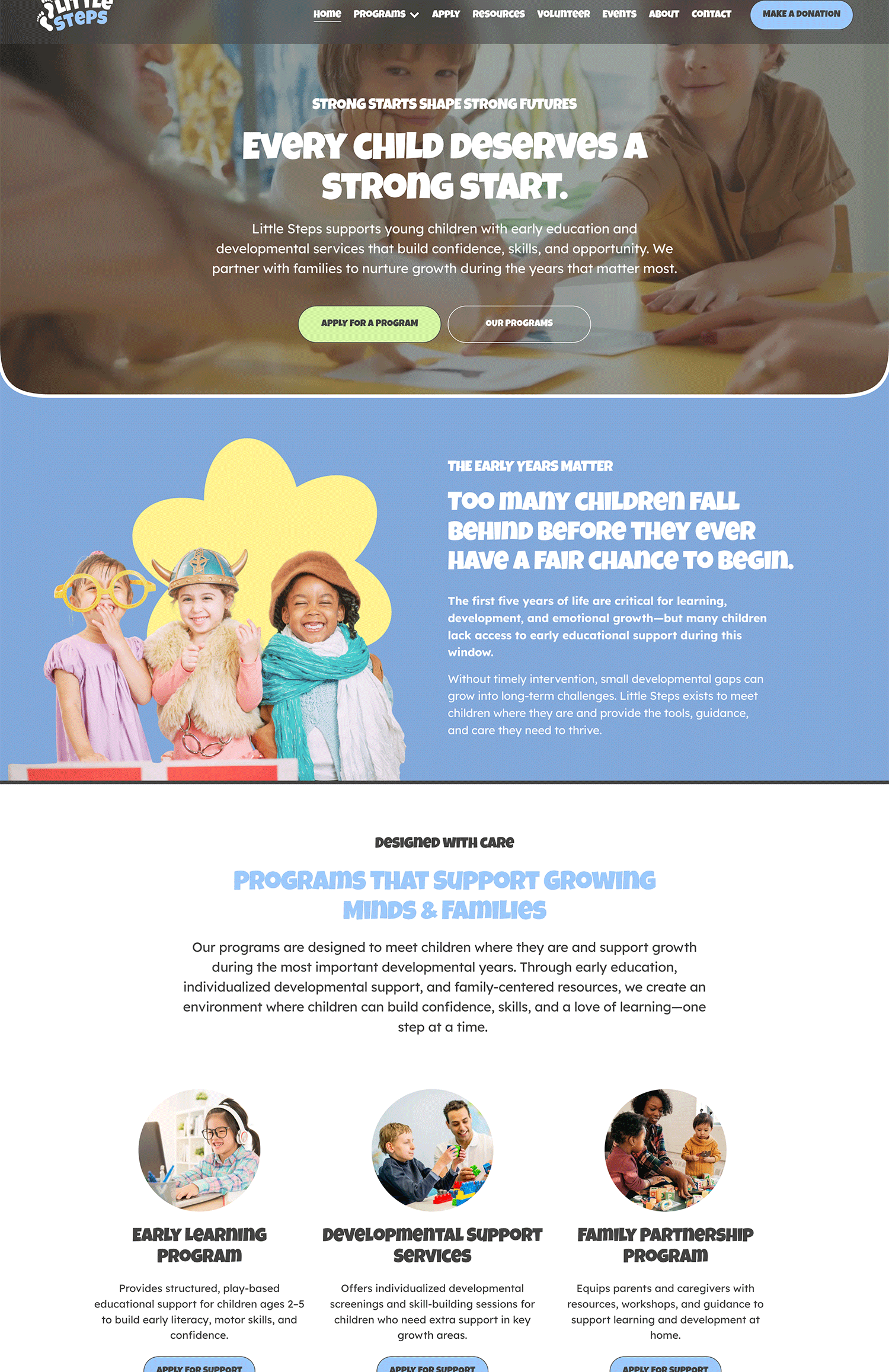 laptop mockup of the Little Steps Nonprofit website template by nonprofitwebsitetemplates.com