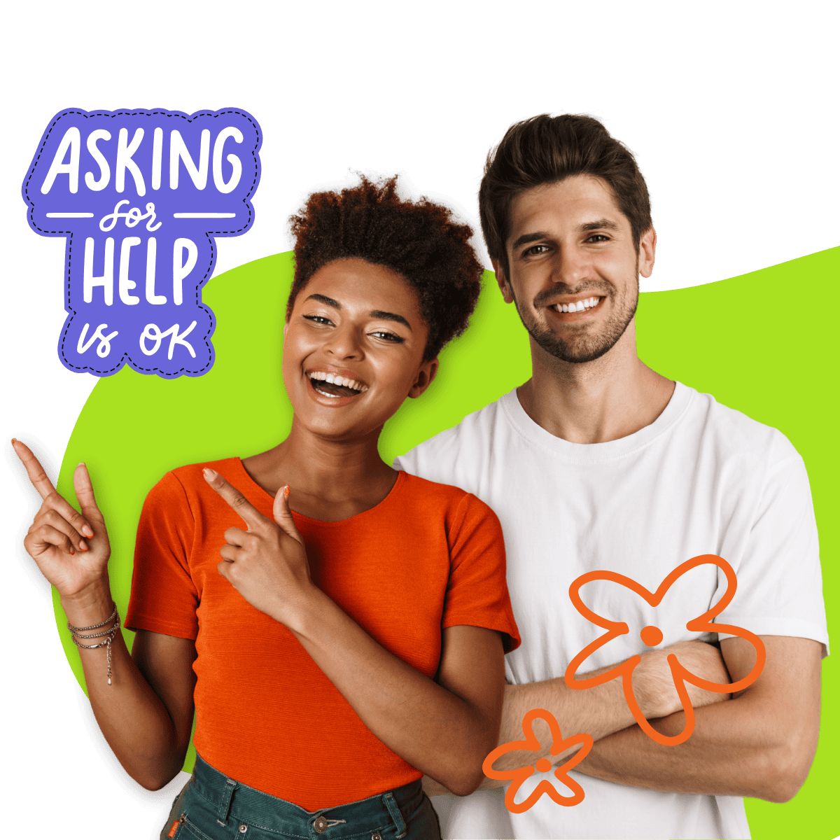 young man and woman standing next to each other smiling.png
