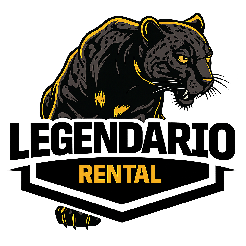 A logo featuring a stylized black panther with yellow accents and the text "Echando Rental" underneath.