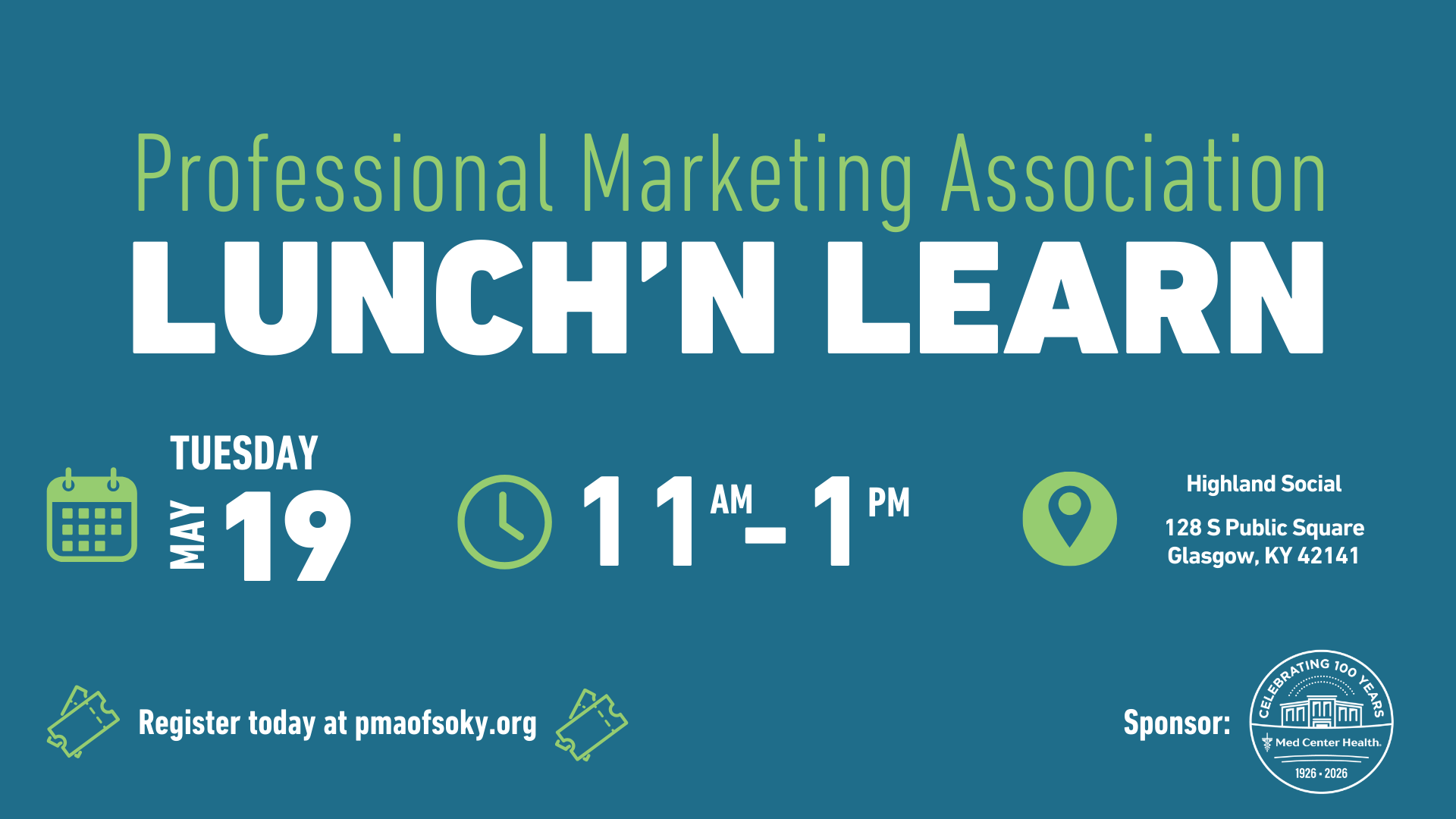 MAY LUNCH 'N LEARN - MAY 19