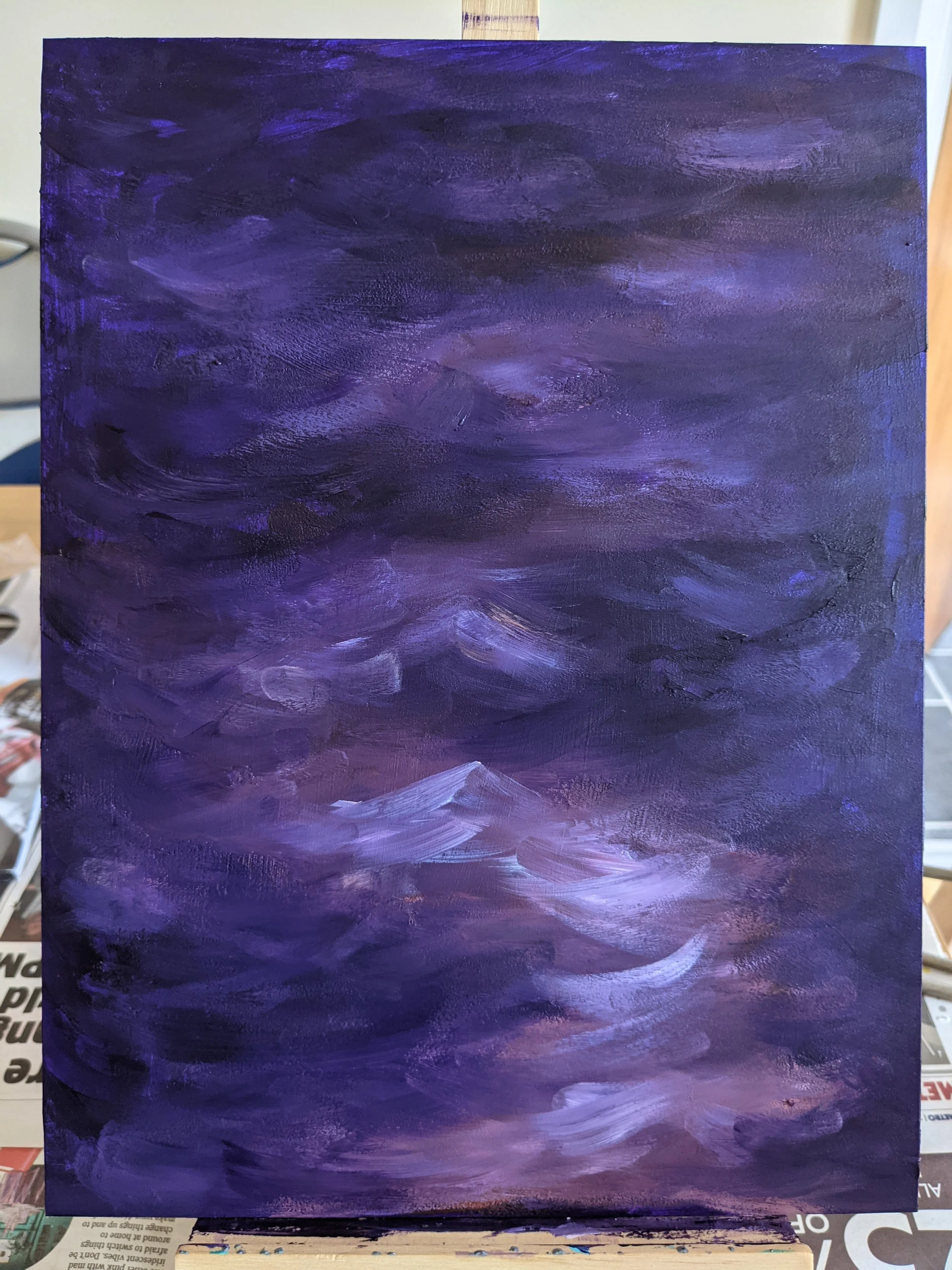 "Dioxazine Odyssey II" 2021, 11" x 14" acrylic on gessoboard