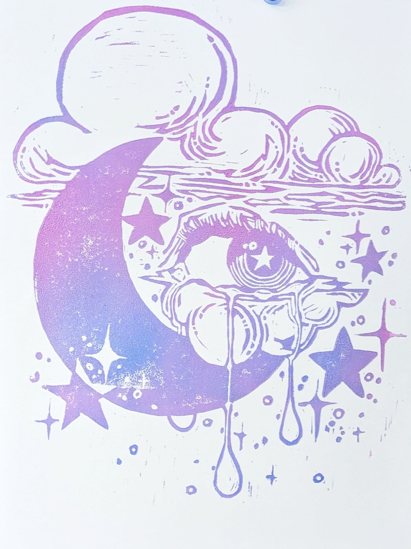 "Andromeda" 2023, A4 linocut handprint on printmaking paper