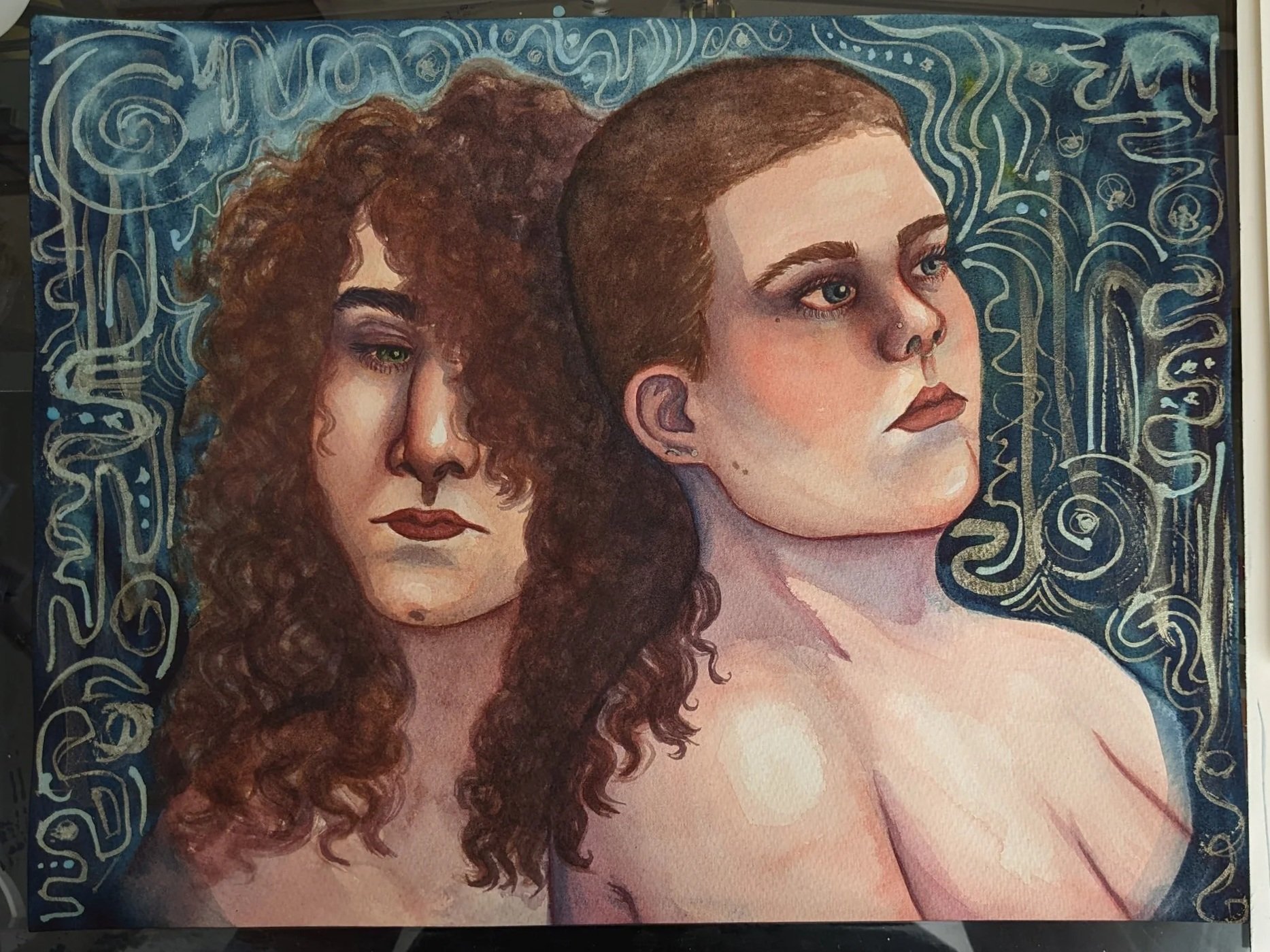 "Self-Portrait" 2023, 16" x 12" watercolour on cold-pressed watercolour paper