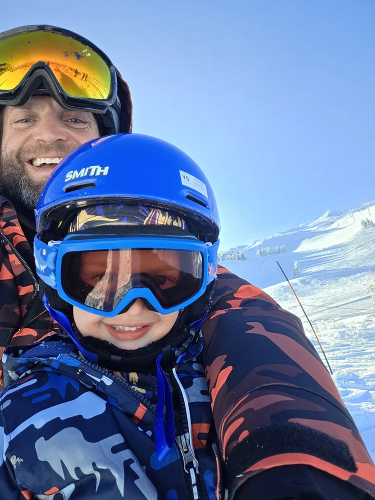 Eric's son's first chairlift ride