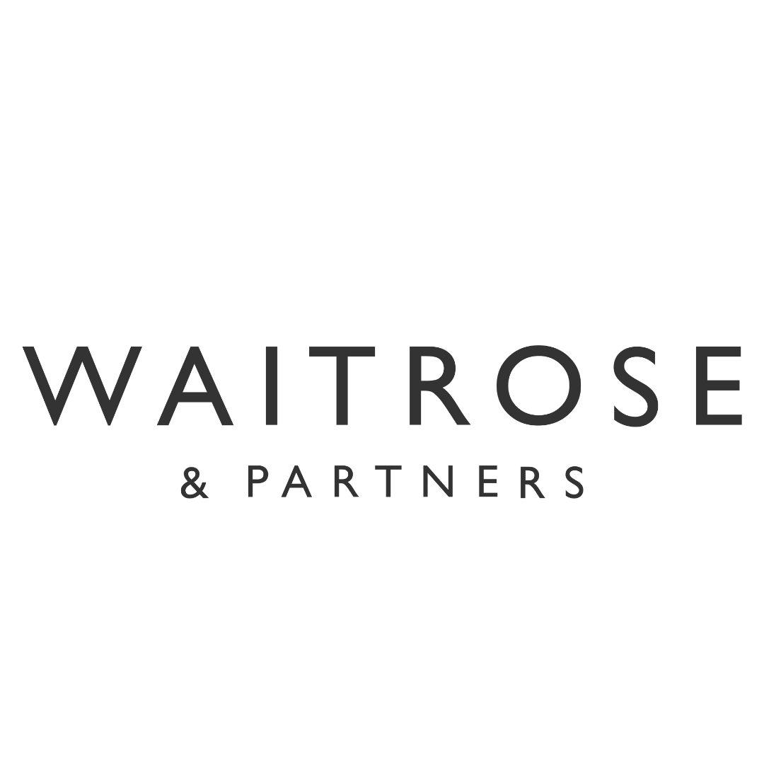 Black background with the white text 'Waitrose & Partners' centered in the lower half of the image.