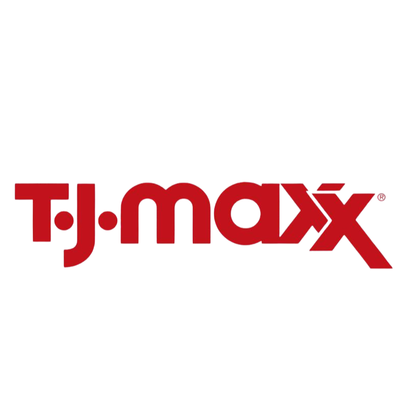 The TJ Maxx logo with red text and a colorful line underneath.