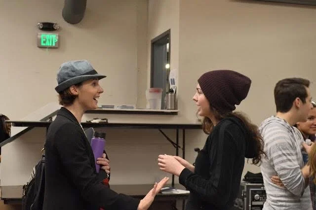 In rehearsal with director Chryssie Whitehead for "How To Suceed..." at the 5th Avenue Theater