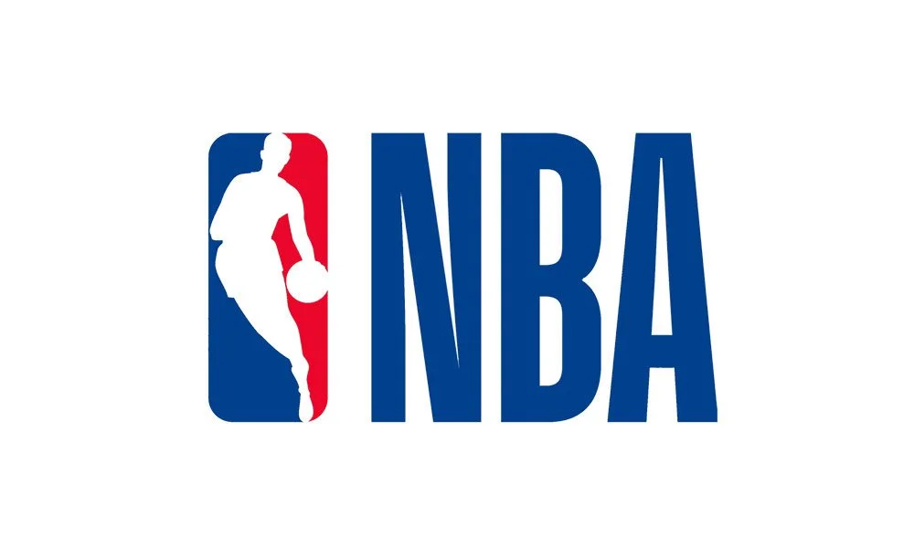 NBA logo featuring a silhouette of a basketball player dribbling, with the letters 'NBA' next to it.