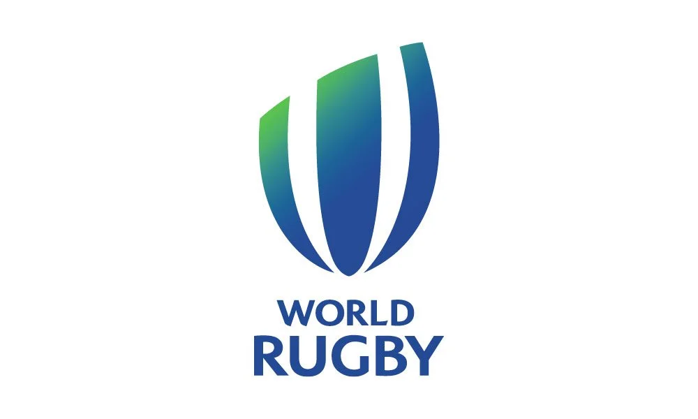 The World Rugby logo featuring a stylized globe composed of blue and green stripes above the text 'World Rugby'.