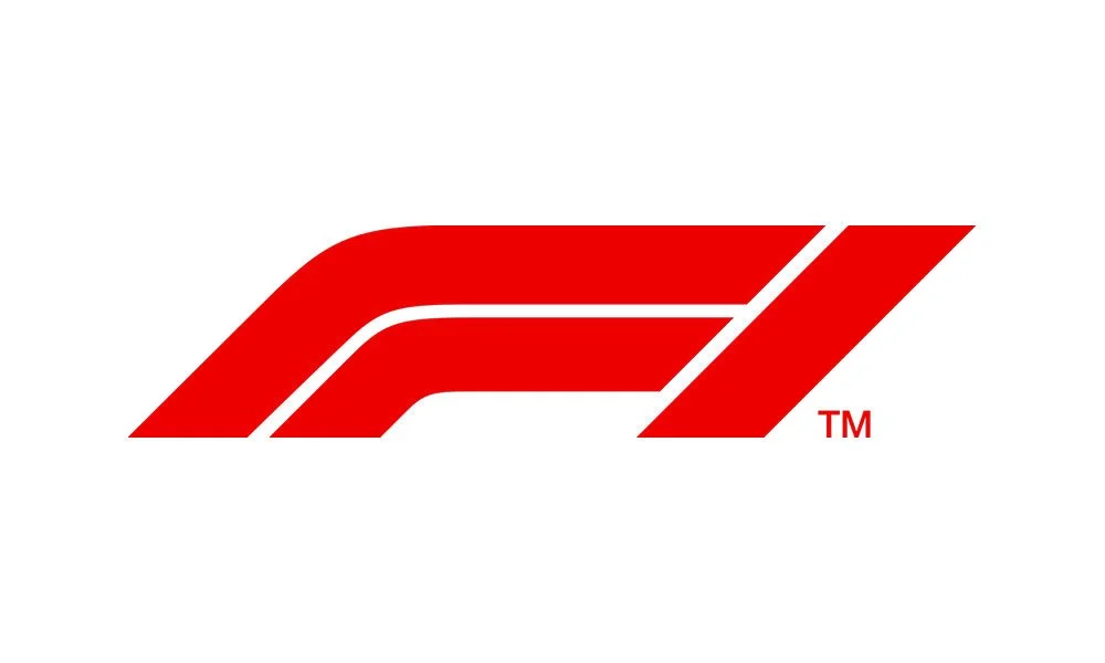 Red and white F1 logo on a white background