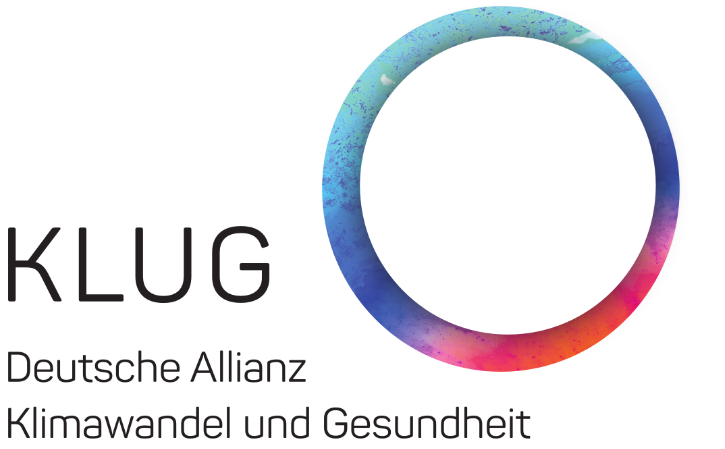 Grafik mit einem farbigen Kreis und Text, der 'KLUG Deutsche Allianz Klimawandel und Gesundheit' lautet.