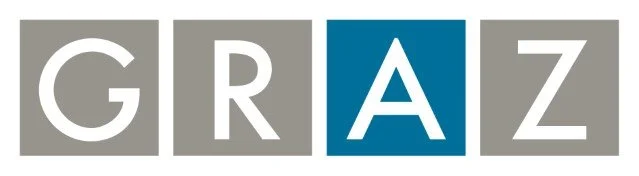 Grafik mit den Buchstaben G, R, A und Z in quadratischen Kästen, der Wort GRAZ bildet.