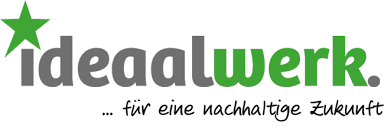 Logo mit dem Text 'ideaalwerk' und der Unterzeile 'für eine nachhaltige Zukunft'.