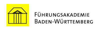 Logo der Führungsakademie Baden-Württemberg, gelbes Haussymbol mit schwarzen Linien