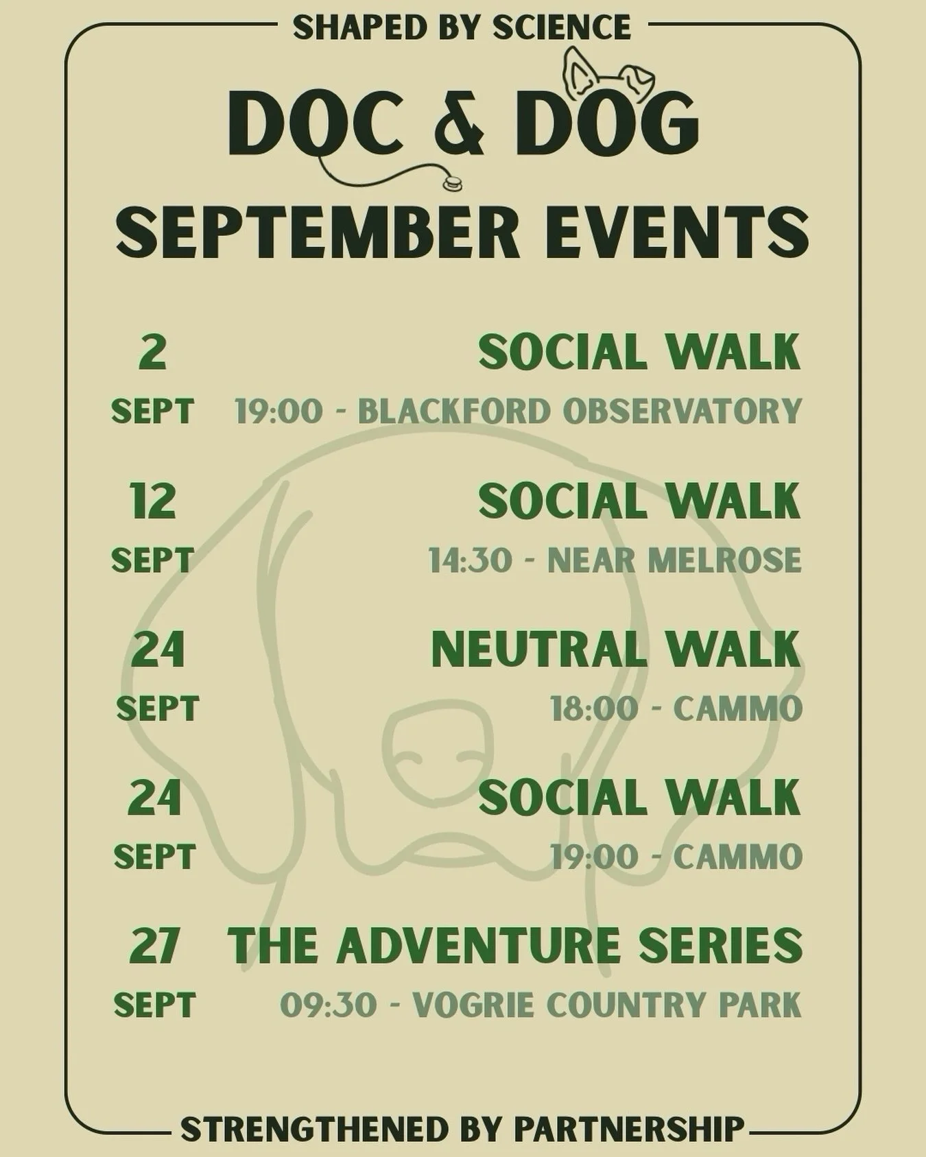 How is it almost September&hellip;?! 🤯

Come and shake off the changing seasons and join us for a Social or @honesthounds Neutral Walk!

Here&rsquo;s what&rsquo;s coming up:

🥾 2nd September - Social Walk (19:00, Royal Observatory, Blackford Hill)
