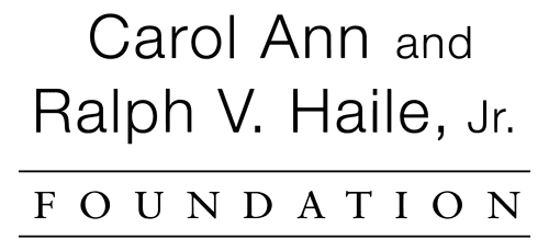 Text reading 'Carol Ann and Ralph V. Haile, Jr. Foundation' on a black background.