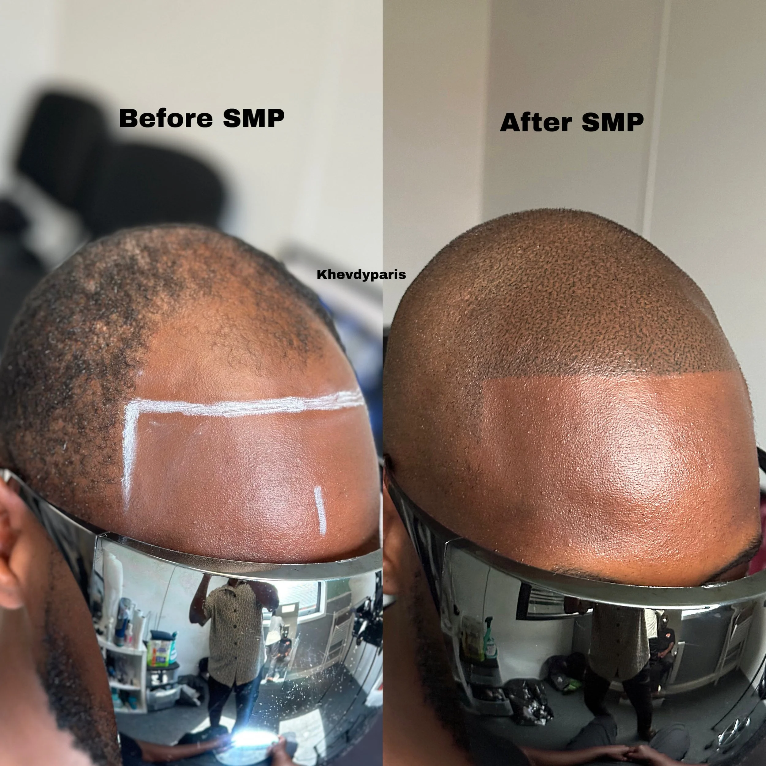 SMP avant/après effet rasé au style américain ! travail personnalisé pour notre client venu de loin pour faire à la qualité de notre service