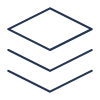 Icon of stacked layers or sheets, representing data or documents.