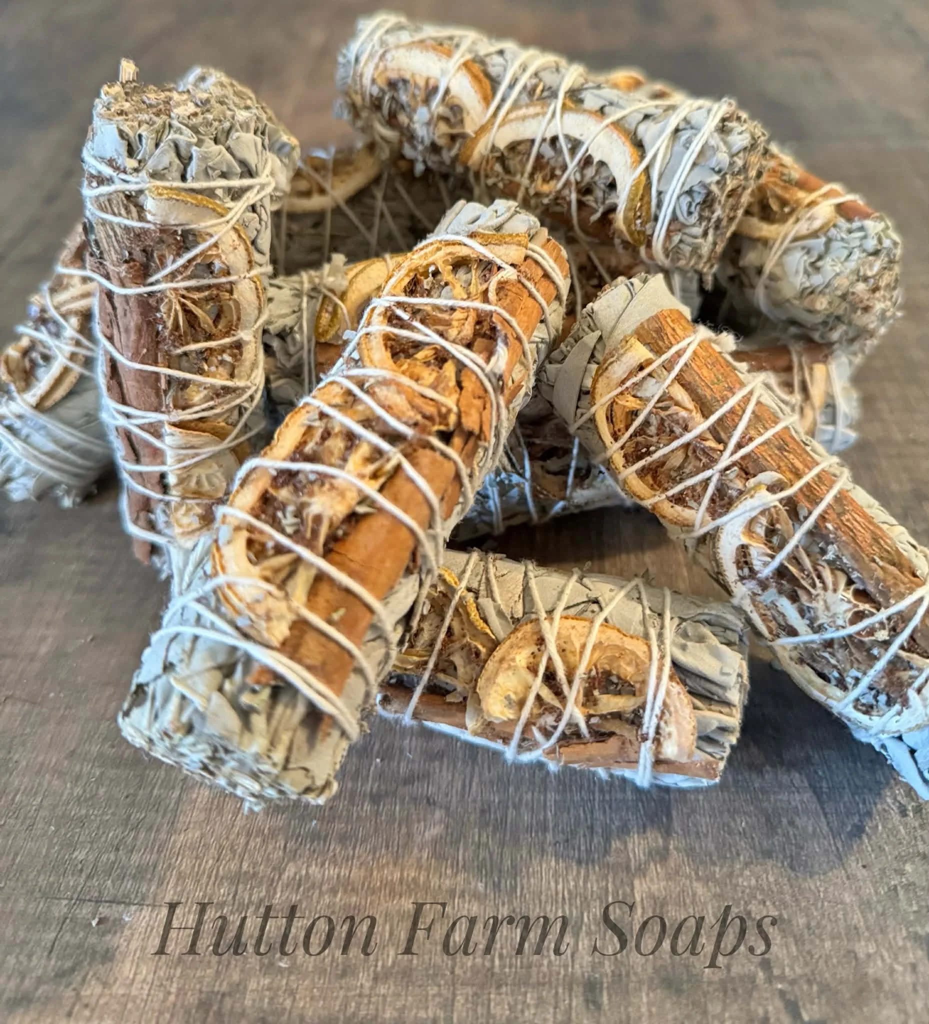White Sage, Cinnamon & Orange Smudge Stick (4")